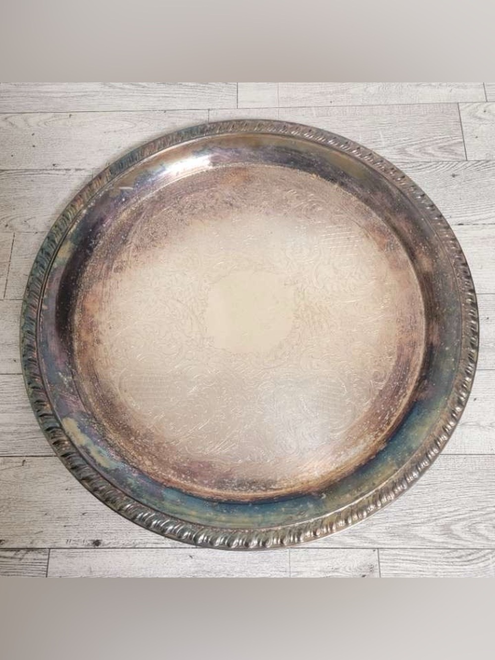 Vintage Leonard Silverplate 12” Silver Plated Serving Tray Platter Collectible